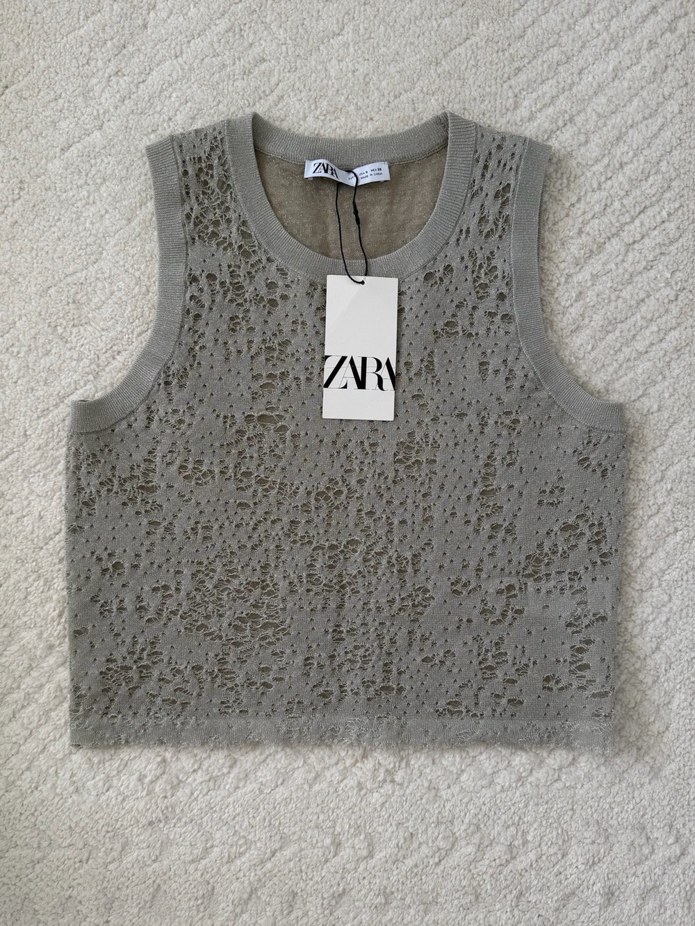 NWT Zara Jacquard Knit Metallic Thread Top
